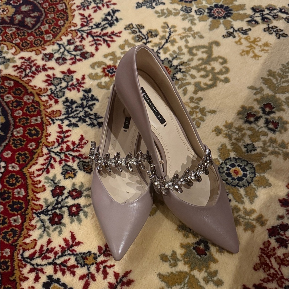 Zara kitten Heels with Crystal Embellishments